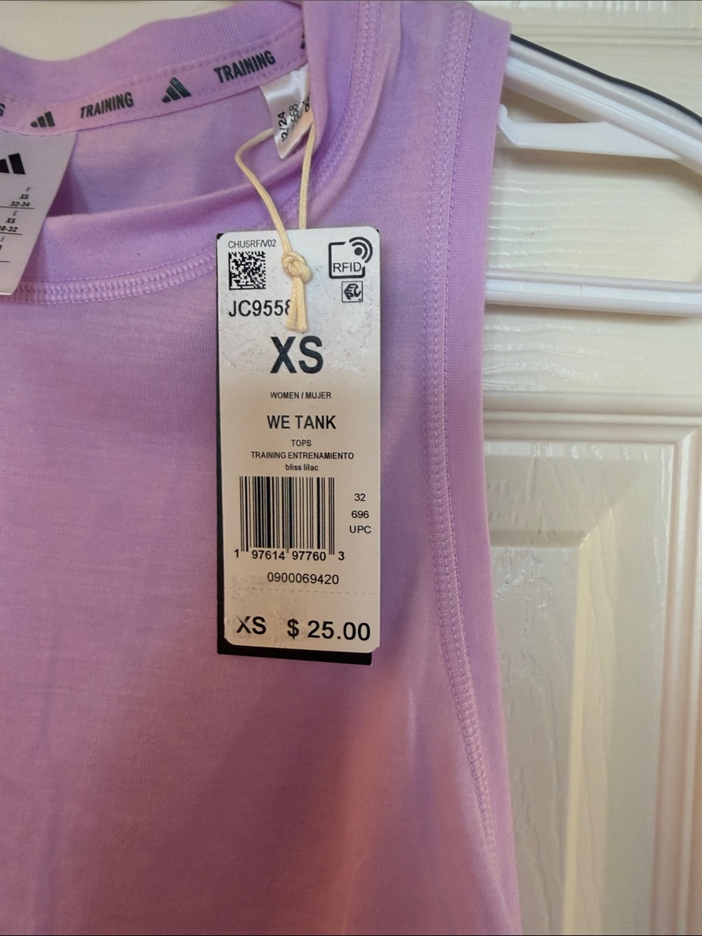 Adidas Cropped Training Essentials Boxy Workout Tank Top | Lilac Bliss - Picture 10 of 14